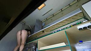Sext Hostess Cleans Deep but Hidden Camera Catches Her Upskirt Panties POV