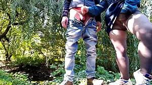 stepmom couldn't hold back, cums hard with stepson outdoors 😩💦