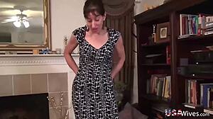 Horny USA Wife Strips Lingerie Teasing Her Big Tits
