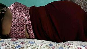 Mysterious Sanjana Aunty Teases Ass in Tight Maroon Saree