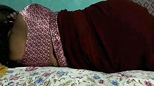 Mysterious Sanjana Aunty Teases Ass in Tight Maroon Saree