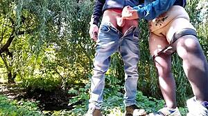 stepmom couldn't hold back, cums hard with stepson outdoors 😩💦