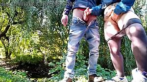 stepmom couldn't hold back, cums hard with stepson outdoors 😩💦