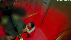 friend gives thanks blowjob then creampie on escalator ride