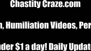 Bound slave locked forever in my femdom chastity cage with toys