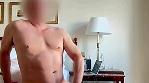 Neighbors Watch Muscular Stud Stroke Monster Cock by Open Hotel Window