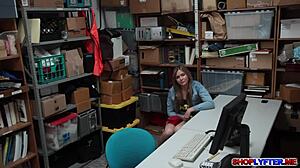 lp officer pounds petite blonde babe's big tits in shop office?