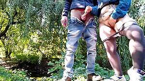 stepmom couldn't hold back, cums hard with stepson outdoors 😩💦