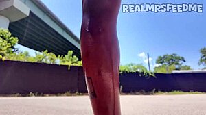 this memphis ebony babe slurps sloppy on big black monster cock outdoors