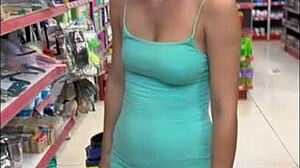 did you see her bend over no panties gaping pussy creampie in public shop?