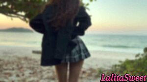 Portuguese Teen Babe's Tight Pussy Creampied After Beach Tease