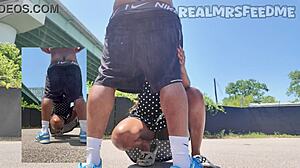 this memphis ebony babe slurps sloppy on big black monster cock outdoors