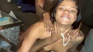 our threeway with ebony babe's juicy big pussy lips creampied hard and wet!