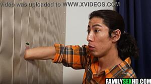 step sis kitty cam gets her throat fucked deep through the gloryhole wall