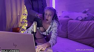 stepmom sneaks in on stepson's game stream for wet pussy fuck