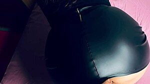 She wore leather skirt begging for big black cock pounding from behind in pov ride