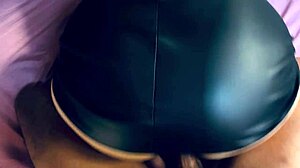 She wore leather skirt begging for big black cock pounding from behind in pov ride