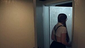 Thick Horny Slut in Glasses Fucks Halloween Monster Door Crasher Hard