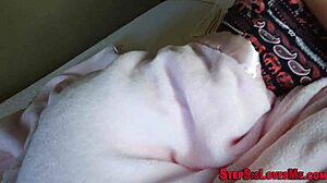 my stepsis pussy drips thick cum after hardcore interracial creampie in ripped clothes pov