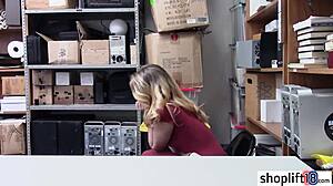 sexy tiny titted blonde teen snagged by dirty office cop on hidden cam
