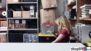 sexy tiny titted blonde teen snagged by dirty office cop on hidden cam
