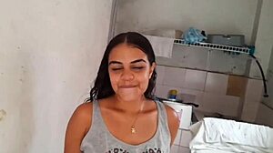skinny latina teen craves stepbro's huge cock on the washer when home's empty