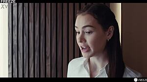 that 18yo bratty slut bound in elevator gets used hard by old handyman with time stop fetish creampie