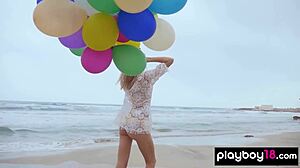 skinny italian milf blondie farncy torino balloons beach play 🏖️🎈