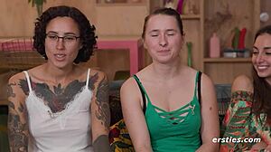 Lesbian babes dive into toys licking pussies up close!!