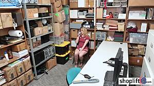 sexy tiny titted blonde teen snagged by dirty office cop on hidden cam