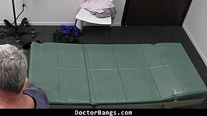 the doctor lays down the shy teen patient for his special big cock treatment.