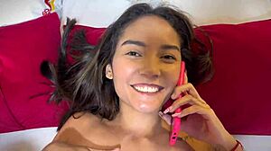 colombian teen rides cock on phone call