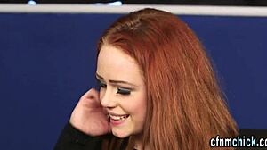 hey loser watch this clothed redhead jerk your pathetic monster cock till cumshot