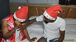 stepdad's bbc unwraps ebony teen chidera's tight pussy for christmas ride
