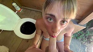 toilet slut chokes on cock gets face fucked rough