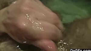 blonde teen sneaks masturbation and cock sucking into her steamy bathtub session