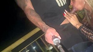 casada flashes huge pussy ass on street making cyclist jerk off publicly then cuckold husband fucks her hard cums twice 😈💦
