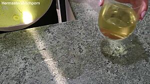kiwi milf sub laps spilled wine from everywhere after master's messy domination play