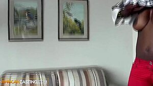 Big tits ebony milf takes first anal pounding doggy at homemade casting