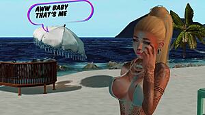 Beach babe's ripped clothes reveal dripping wet tits and cunt begging for raw cum-filled paradise sex