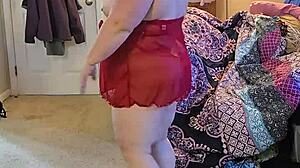 bbw big ass huge natural tits brunette milf strips lingerie teases rips clothes naked sexy