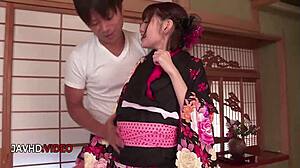 japanese milf in kimono rides cock wildly before deep creampie pussy fill-up