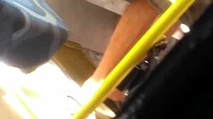 perfect little foot on crowded bus?