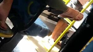 perfect little foot on crowded bus?