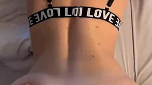 amateur girlfriend bends over for intense doggy then rides shaved pussy on big cock until condom bursts full of cum