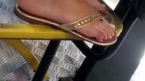 perfect little foot on crowded bus?