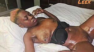 ebony milf takes relentless missionary pounding from massive lover