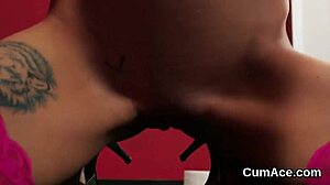 crazy chick kneels for blowbang swallowing every jizz load facial bukkake blast