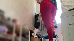 whoa brazilian wife flashes big tits pussy cameltoe on house balcony caught voyeur style