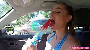 hey watch her big ass teen kenzie madison deepthroat that lollipop then twerk bent over on bed for his hard cock doggystyle